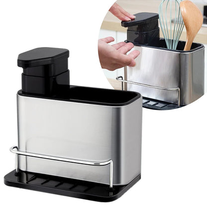 Door Detergent Organizer Sink Kitchen Soap Dispenser Stainless Steel