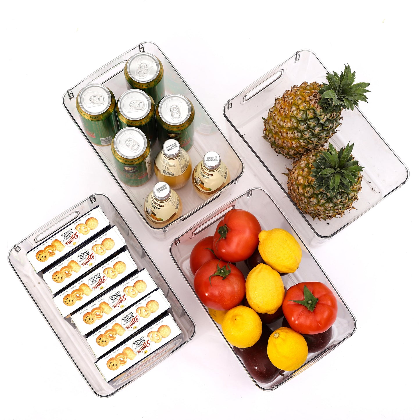 4pcs Square Fridge Bin Set