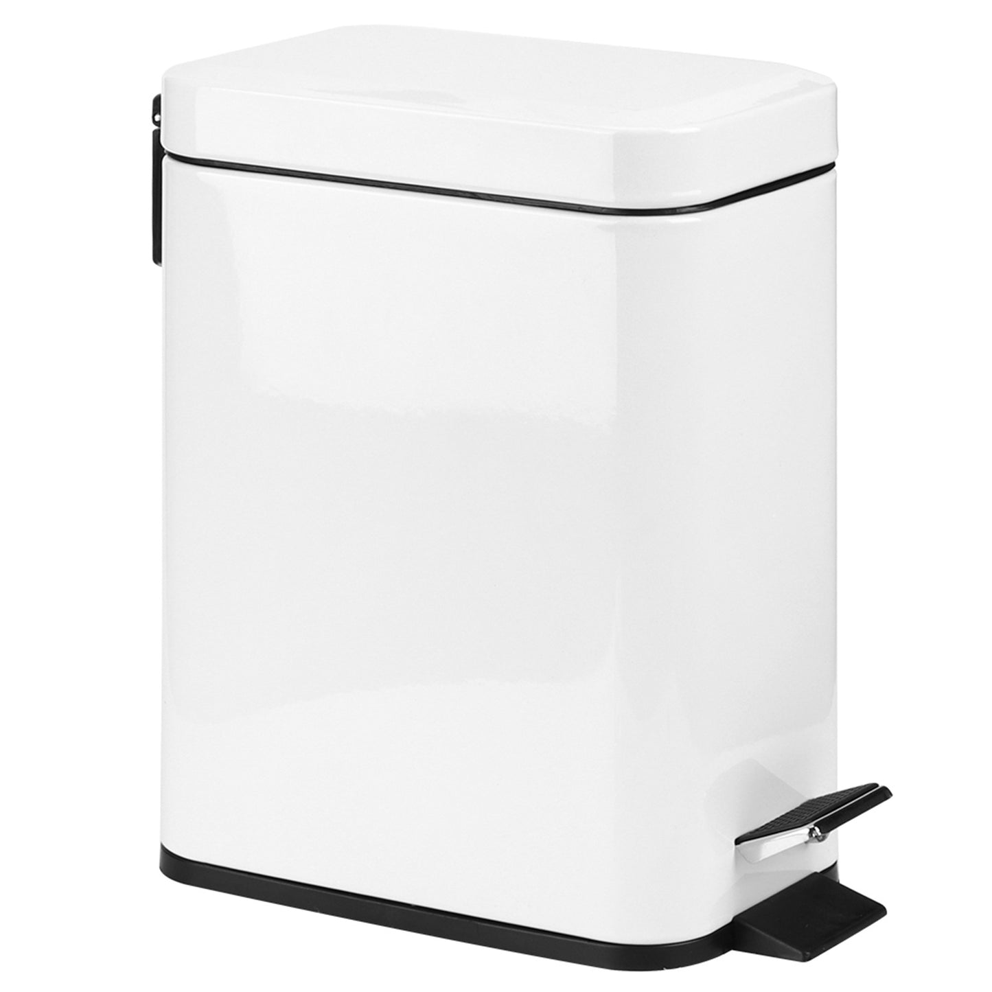 Household Bathroom Kitchen Stainless Steel Mute Pedal Rubbish Garbage Bin Trash Can White 5L